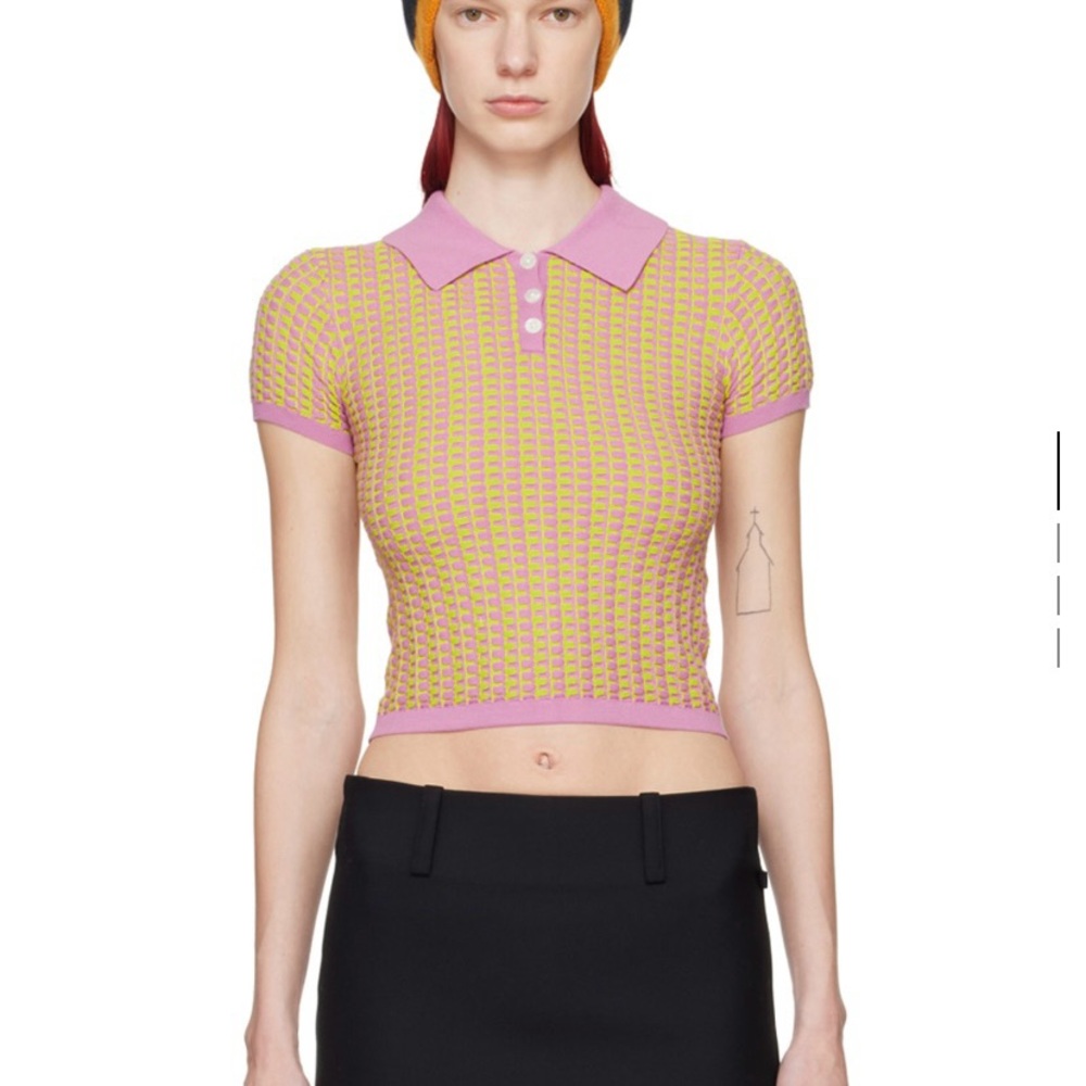 Pink and Yellow Patterned Women's Top